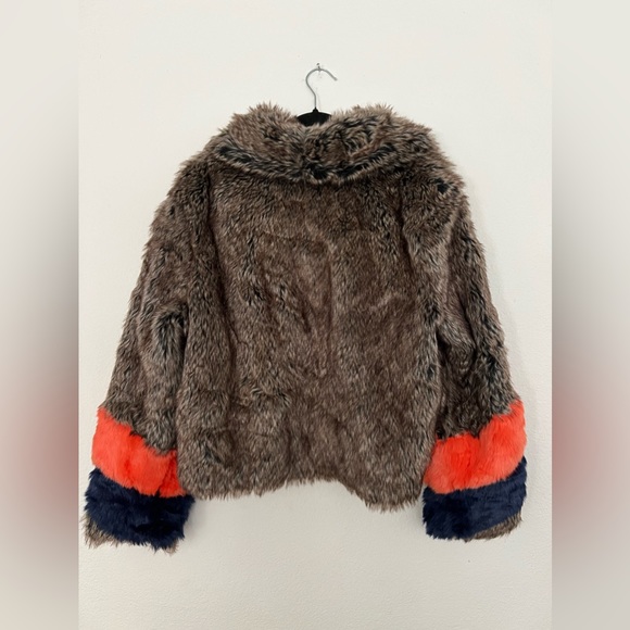 ASOS Faux Fur Jacket with Varsity Stripes - Picture 3 of 5
